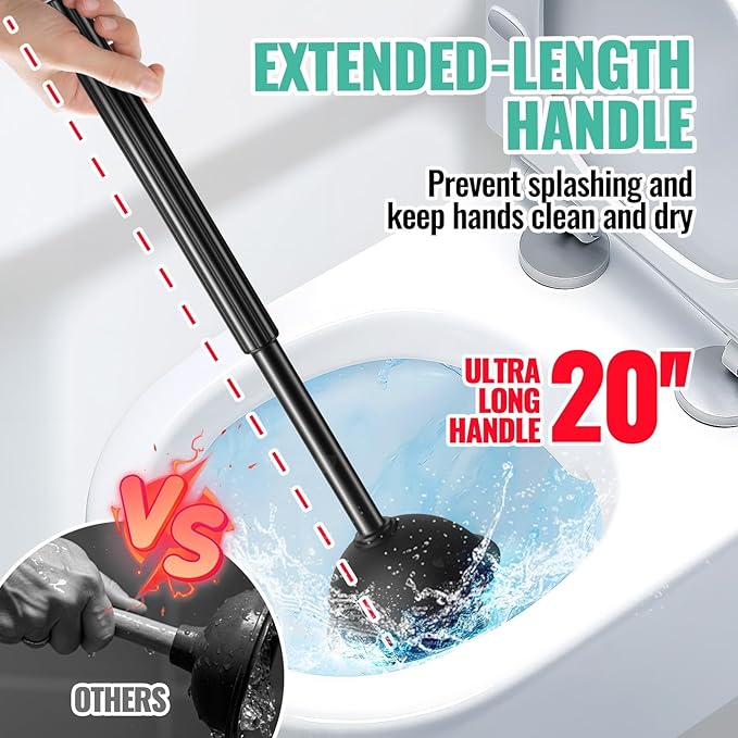 2PACK 3 in 1 Toilet Brush and Plunger Set - Image 2