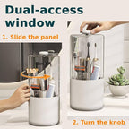 Toothbrush Holder with Cover 360 Rotating 4 Compartments Bathroom Toothpaste - Image 3