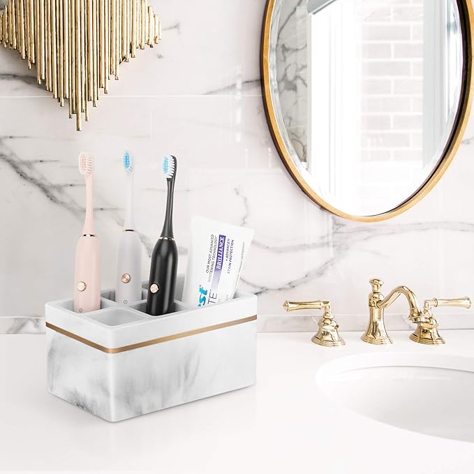 Shinowa Resin Toothbrush Holder, 5 Slots Hygienic Electric Toothbrush Holder - Image 6