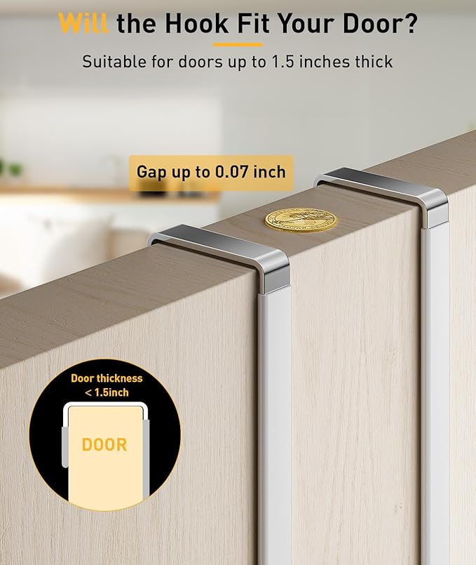 4 Pack Over The Door Hooks, Door Hanger Hook, Towel Hooks - Image 3