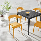 Modern Stackable Dining Chair Set, No Assembly, Plastic Chair, Patio Chair, Suitable for Indoor and Outdoor Cafes and Restaurants, Set of 4 (Mustard Yellow) - Image 2