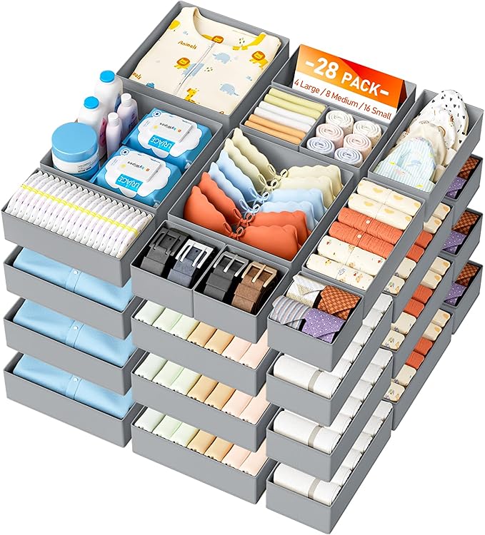 DIMJ Drawer Organizer Clothes- 26 Pack Baby Dresser Organizer by DiMJ