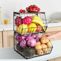 2 Tier Stackable Wall Mounted Hanging Basket, Fruit Basket by Wawocs
