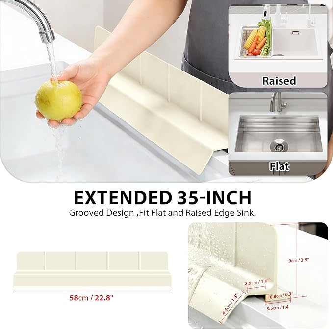 23Inch Sink Splash Guard – Extended Length & Tall Silicone Kitchen Sink Splash - Image 2