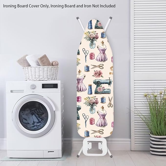 Sprowallow Flowers Ironing Board Cover Standard Size Silicone Coated 15x54 inch - Image 3