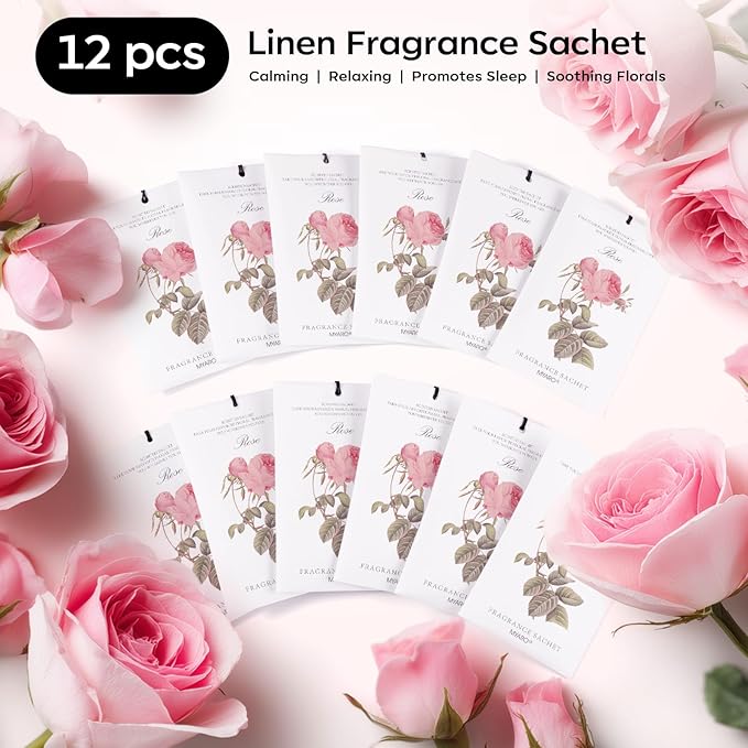 MYARO 12 Pcs Rose Scented Sachets Long Lasting Room Air Freshener Odor - Image 8