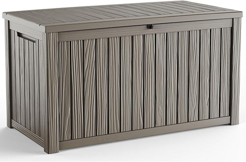 180 Gallon Outdoor Deck Box, Lockable Waterproof Outdoor Storage Boxes For Garden Tools,Indoor Cushions,Accessories Outside Storage Resin Weatherproof Container(Grey) by MAIUSCOLI