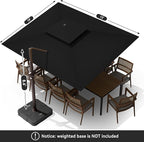 10 X 13 FT Cantilever Outdoor Patio Umbrella with Led Lights Large Heavy Duty 360° Rotation Double Top Offset Rectangular Umbrellas for Backyard Garden Pool Outside Deck, Black - Image 8