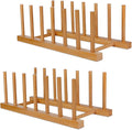 Bamboo Wooden Dish Racks Plate Stand Holder Vertical Drainer Kitchen Cabinet by HOME