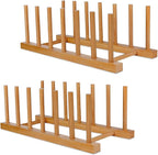 Bamboo Wooden Dish Racks Plate Stand Holder Vertical Drainer Kitchen Cabinet by HOME