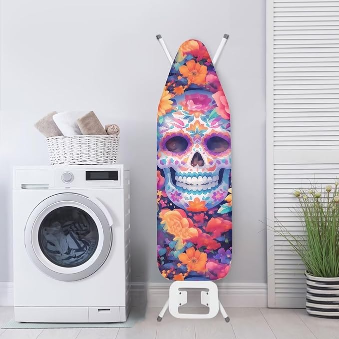 Skull Flower Steam Ironing Board Cover Standard Size 15" X 54", Watercolor - Image 4