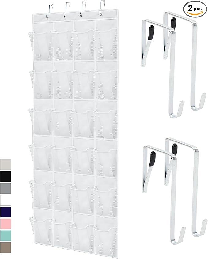 GORILLA GRIP Over the Door Shoe Organizer, 2 Pack, 24 Breathable Mesh Pockets by GorillaGrip