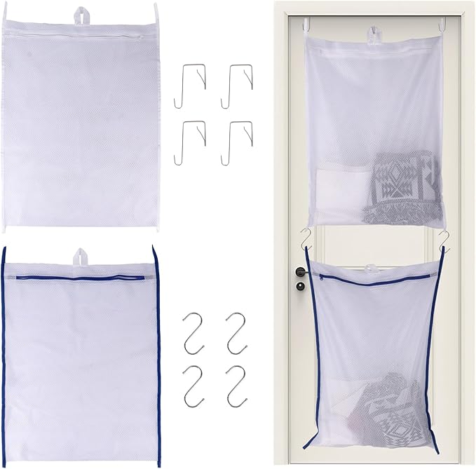 Klmnop 2 Pack Over the Door Laundry Hamper, Large Mesh Laundry Hamper Bag by Klmnop