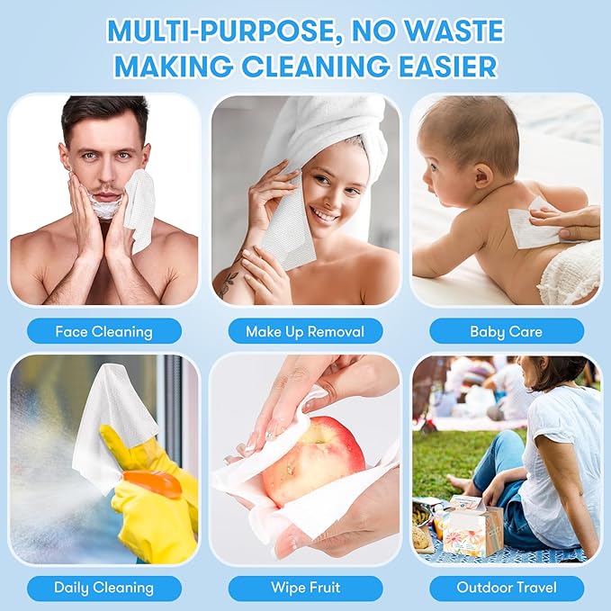 Disposable Face Towel, Soft & Thick Lint-Free Biodegradable Face Towelettes - Image 7