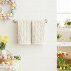 Artoid Mode 4 Pcs Beige 3D Rabbit Jacquard Easter Hand Towels - Image 2