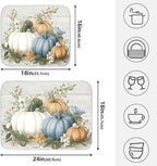 Fall Blue Orange Grey Pumpkin Thanksgiving Dish Drying Mat - Image 2