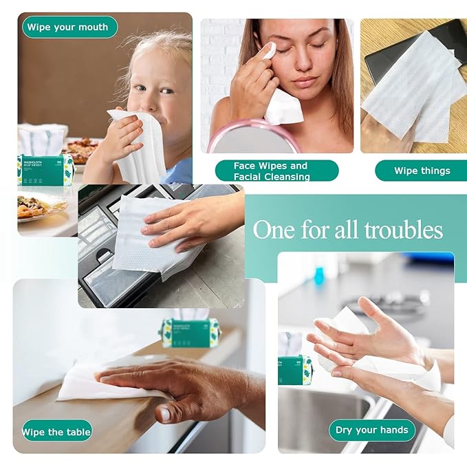 Soft Disposable Face Towel, Cotton Facial Dry Wipes 100 Count, Cotton Dry Wipes - Image 7