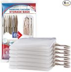 Hanging Vacuum Storage Bags, 6 Pack Large Hanging Vacuum Seal Garment Bags by VELMADE