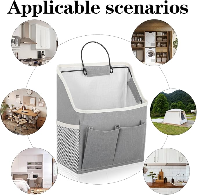 Wall Hanging Storage Bag Cotton Linen Hanging Storage Basket - Image 4