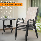 VINGLI Patio Chairs Set of 4 – Stackable Outdoor Dining Chairs with Comfortable Sling High Back Chairs and Armrests for Lawn, Poolside, Courtyard, Balcony, Garden, Yellow - Image 4
