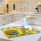 Blooming Sunflowers Dish Drying Mat Super Absorbent Drying Mat Large Coffee Mat - Image 6