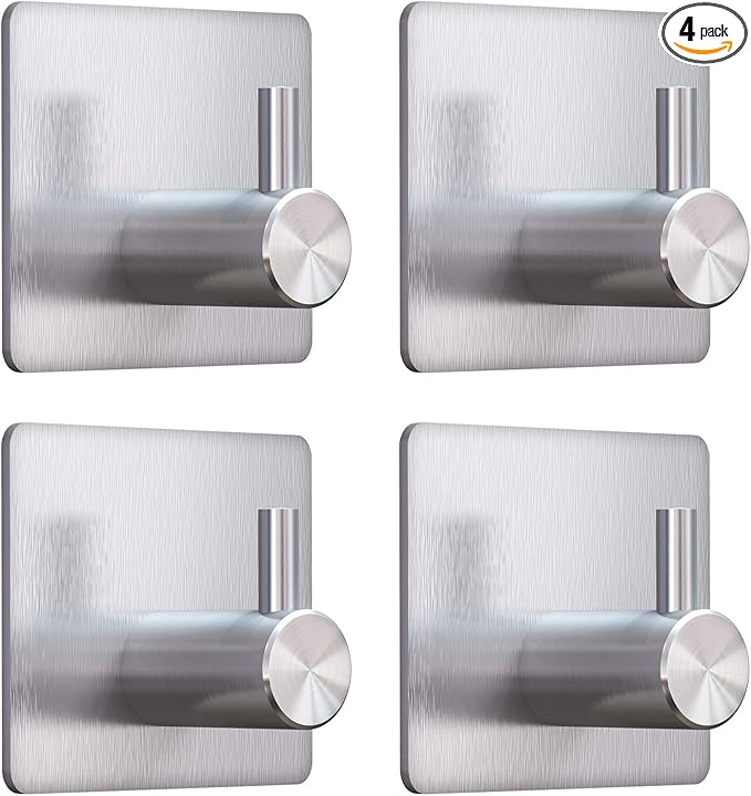 VIS'V Adhesive Towel Hooks, Waterproof Shower Wall Stick on Hooks, 2 Extra by VISV