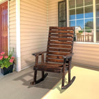 VINGLI Wooden Rocking Chair with High Backrest, Solid Fir Wood, Heavy Duty 600 LBS Patio Rockers for Indoor and Outdoor, Garden, Yard, Patio, Rustic - Image 2