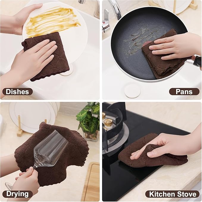 Homaxy 12 Pack Kitchen Dish Cloths, Super Soft and Absorbent Coral Velvet Dish - Image 6