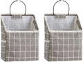 2 Pcs Wall-Hanging Storage Bags, Desktop Organizer Basket Cotton Linen Hanging by Unknown