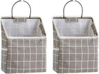 2 Pcs Wall-Hanging Storage Bags, Desktop Organizer Basket Cotton Linen Hanging by Unknown