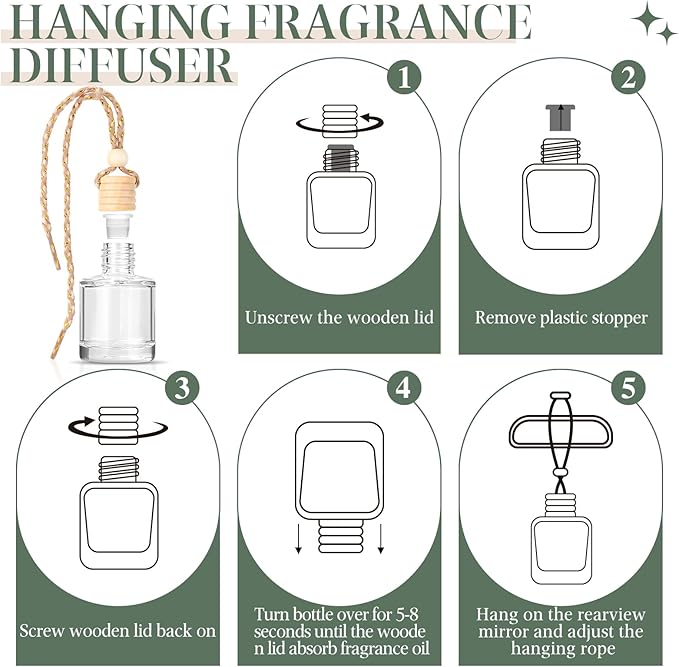 AROIC Hanging Car Air Freshener, 6 Pack Vanilla Cream Long Lasting & Refillable - Image 6