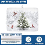 Winter Forest Dish Drying Mat for Kitchen Counter Silvery White Pine Trees Snow - Image 5