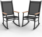 Shintenchi Outdoor Rocking Chairs Set of 2,Upgraded High Back Patio Rocking Chair Set,Breathable Textilene Fabric Outdoor Rocking Chair for Porch,Patio,Garden,Balcony,Black by Shintenchi