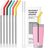 6 Pcs Reusable Metal Straws, Stainless Steel Straws by AccessoriesForWaterBottle