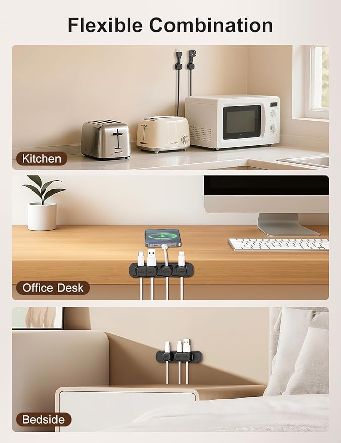 6 Pack Magnetic Cable Clips, Laitver Cord Organizer Holder Strong Adhesive Desk - Image 5
