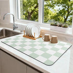 Checkered Dish Drying Mat （Green，24" x 16"） by Unknown