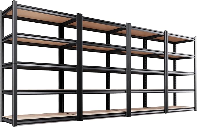 AOAORRG Set of 4 Garage Shelving Heavy Duty Storage Shelves, Metal Adjustable Shelving Unit, Utility Garage Organizer Shelf for Basement, Pantry, Kitchen, Warehouse, 45.6" Wx19.7 Dx78 H by Unknown
