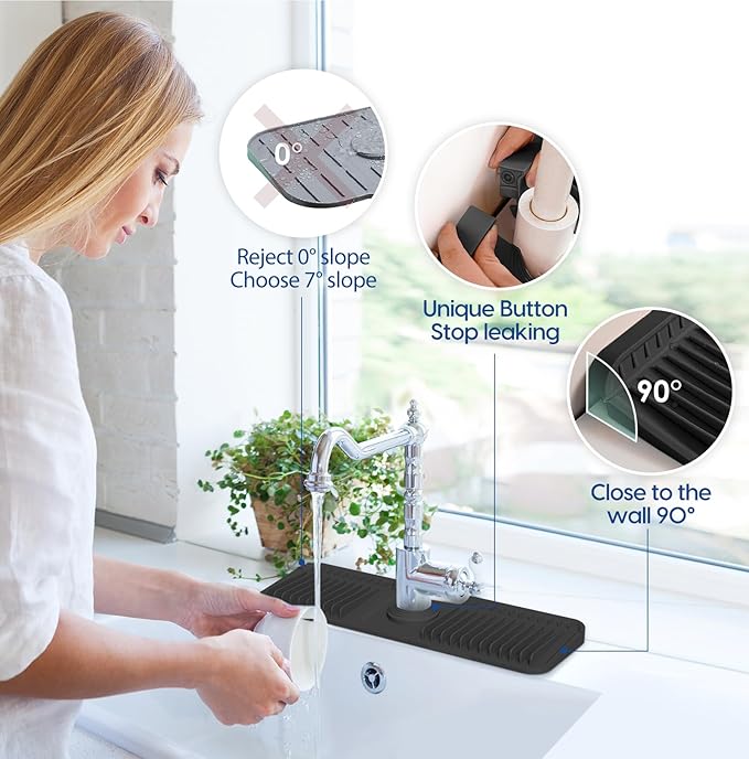 17.7 Inch Silicone Faucet Mat for Kitchen Sink Splash Guard - Image 5