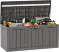 EAST OAK Outdoor Storage Box, 90 Gallon Deck Box, Waterproof Resin Storage Bin for Patio Cushions, Gardening Tools, Lockable, UV Resistant, Grey by EASTOAK