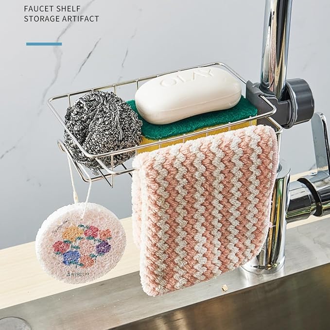 Sponge Holder for Kitchen Sink, Drying Rack for Sponges and Bottles - Image 6