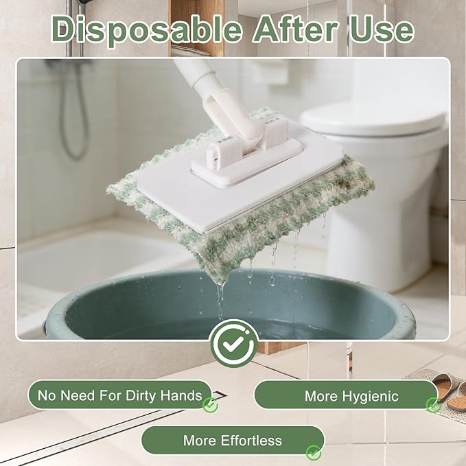 Disposable Dust Mop with 10 Reusable Cloths, Mini Foldable Mop, No-Touch Attach - Image 5