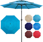 Yaheetech 3-Tier Patio Parasol 10ft Vented Outdoor Canopy Sun Shade Large Market Table Umbrella Double-layer Cloth & Push-button Tilting for Yard/Garden/Park Sky Blue by Yaheetech