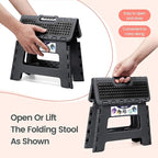 Delxo Folding Step Stool 9 Inch,Non-Slip Foldable Stools for Kids & Adults Up to 300 LBS,Kitchen Collapsible Fold Up Stepping Stool with Dotted 1 Pack,Gray - Image 5