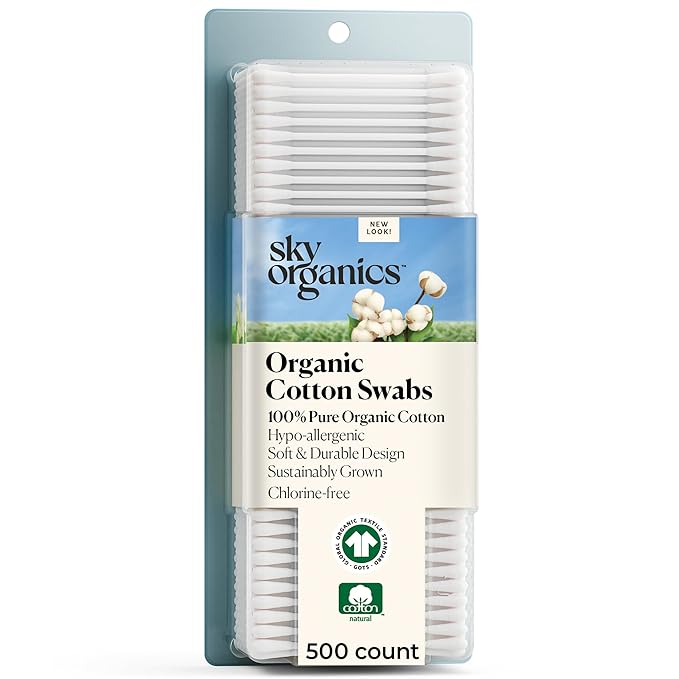 Sky Organics - Organic Cotton Swabs, 500 ct. - Ultra Soft Tips - Strong & by SkyOrganics