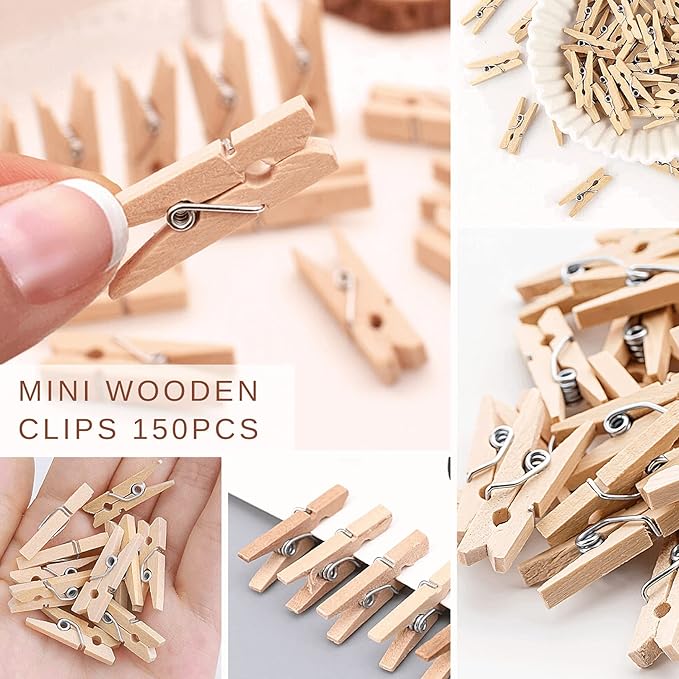 Sturdy Mini Clothes Pins for Photo, Small Clips for Crafts Display, Baby Shower - Image 4