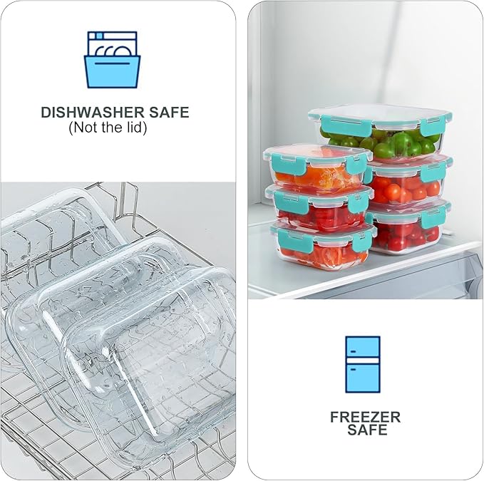 KOMUEE 10 Pack Glass Food Storage Containers, Meal Prep Containers - Image 3