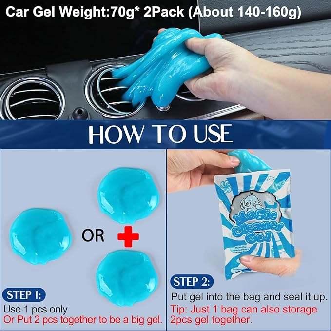 Car Interior Duster Detail Brush Cleaning Gel Kit, Soft Dash Vent Dusting Slime - Image 6