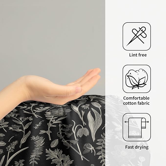 Black Spring Floral Hand Towels - Image 4