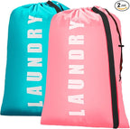 Heavy Duty Laundry Bag with Strap, 2 Pack Travel Laundry Bags by Isink