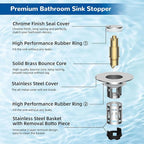 Hibbent Upgraded 3 in 1 Bathroom Sink Drain Strainer, Universal Pop Up Stopper - Image 8